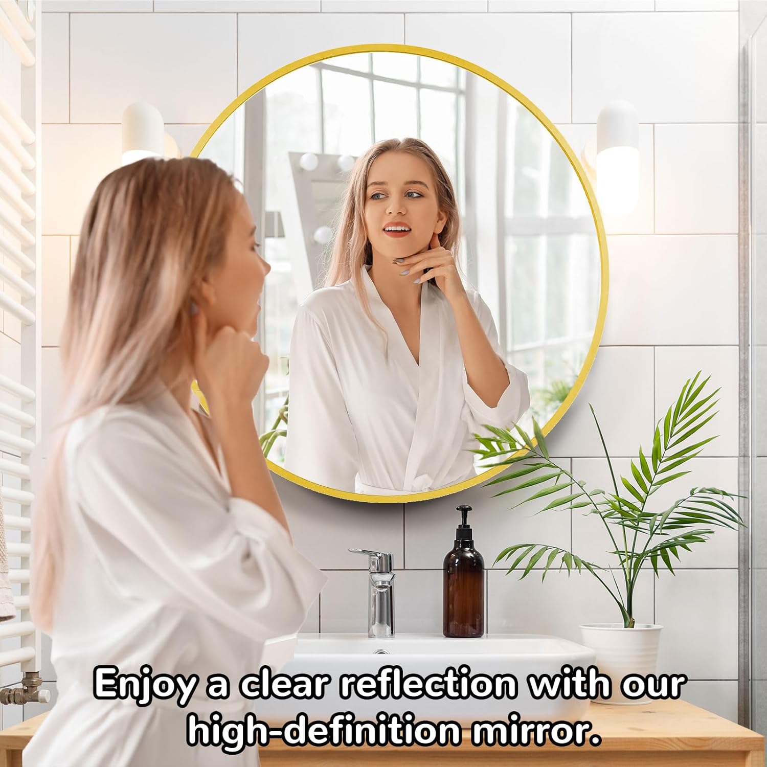 24 in Round Gold Medicine Cabinet with Mirror,Modern Bathroom Medicine Cabinet for Wall Metal Framed, Surface Mount Only Circular Storage Cabinet Shatterproof with Vanity Mirror