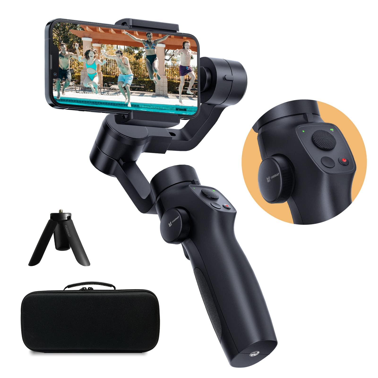 KASTWAVE3-Axis Gimbal Stabilizer for Smartphone, Upgraded Face Tracking Focus Wheel Foldable Gimbal with Focus Wheel, Phone Stabilizer for Video Recording Vlog - Capture 2s Combo