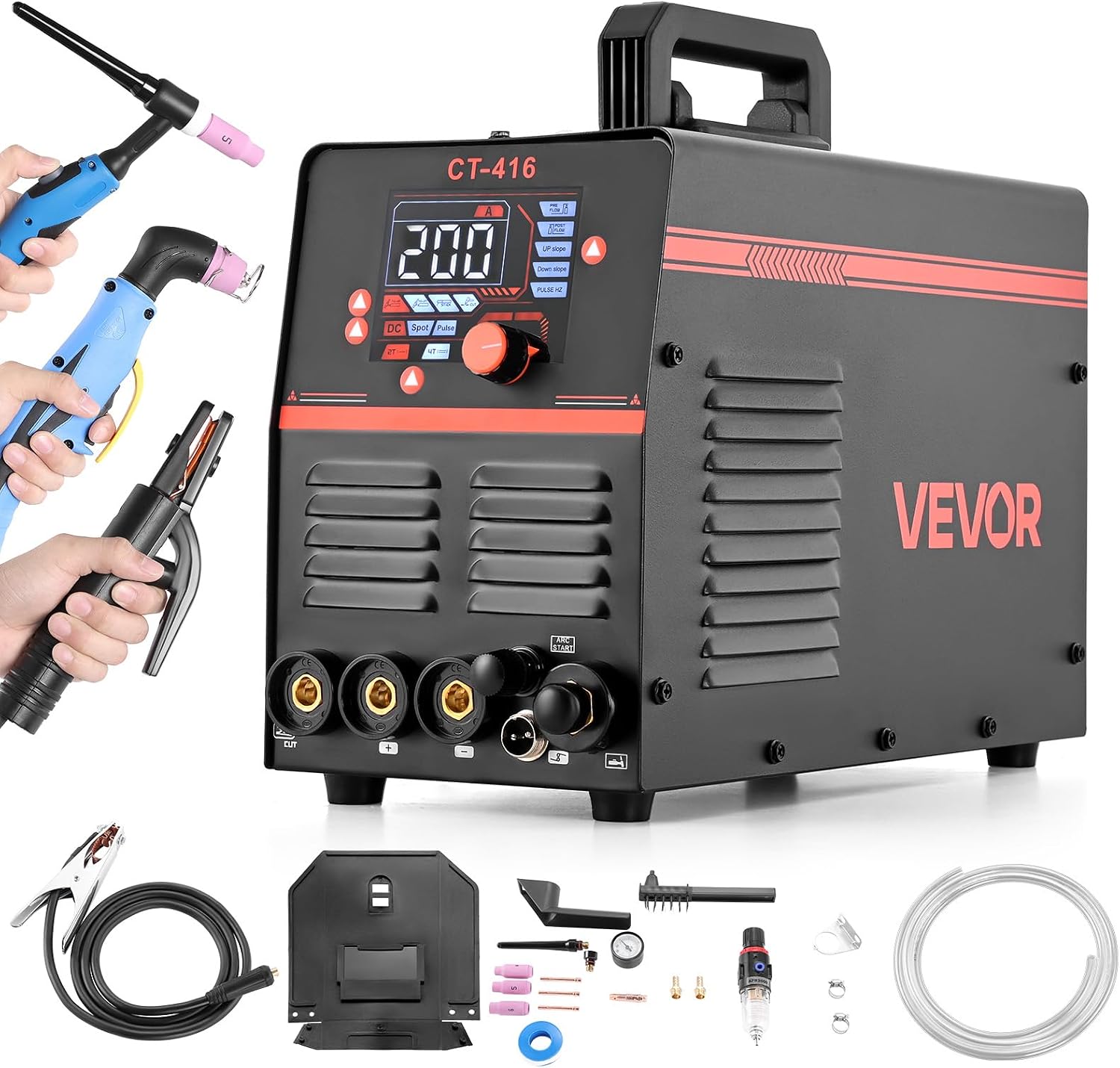 VEVOR 3-in-1 Plasma Cutter Welder Combo - CUT/TIG/MMA, 50A Non-Contact Cutting Machine & 200A TIG Stick Welder, Digital 110/220V Dual Voltage with 2T/4T/PA/PT Function for Home Repairs Workshops