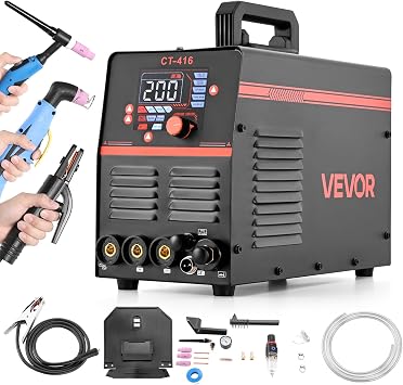 VEVOR 3-in-1 Plasma Cutter Welder Combo - CUT/TIG/MMA, 50A Non-Contact Cutting Machine & 200A TIG Stick Welder, Digital 110/220V Dual Voltage with 2T/4T/PA/PT Function for Home Repairs Workshops
