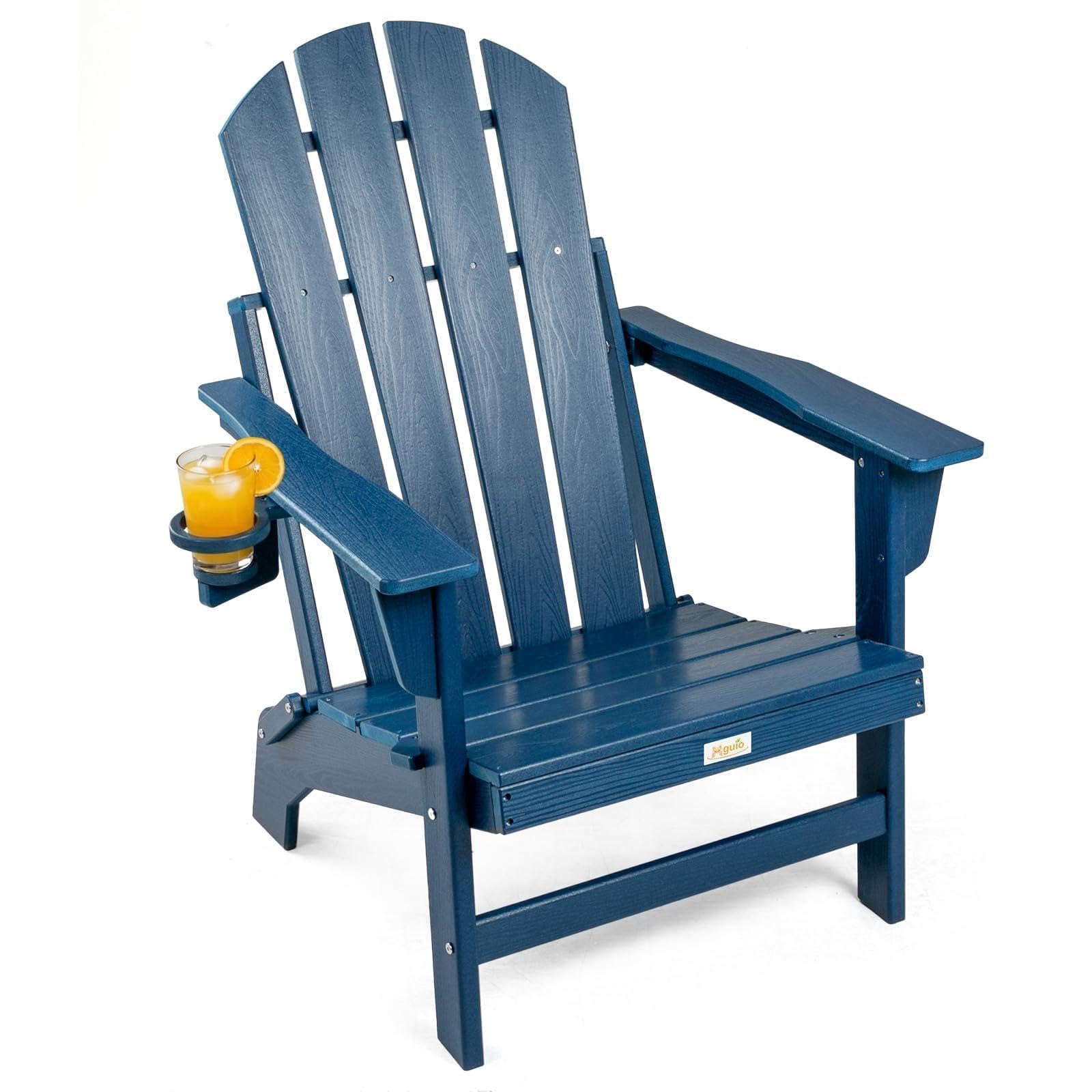 Chaise pliante Adirondack lot de 2 fauteuils de jardin avec porte-gobelet intégrés