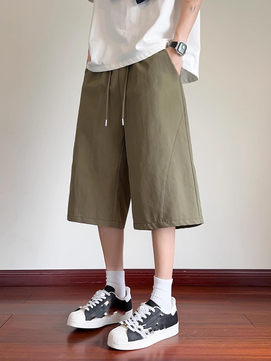 Men's Shorts Men's Summer Loose Straight Leg Casual American Style Sports Shorts-Pink01-Medium