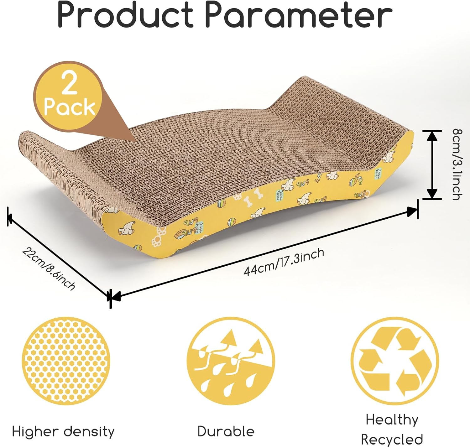 Nobleza 2Pcs Cat Scratching Board, Reversible Use Curved Shape Cat Scratcher with Catnip, High Density Corrugated Scratcher Cardboard, Durable Scratchers Pad Bed Sofa Lounger Set, Size 44 * 22 * 8 cm 4 711WccMeS7L. AC SL1500