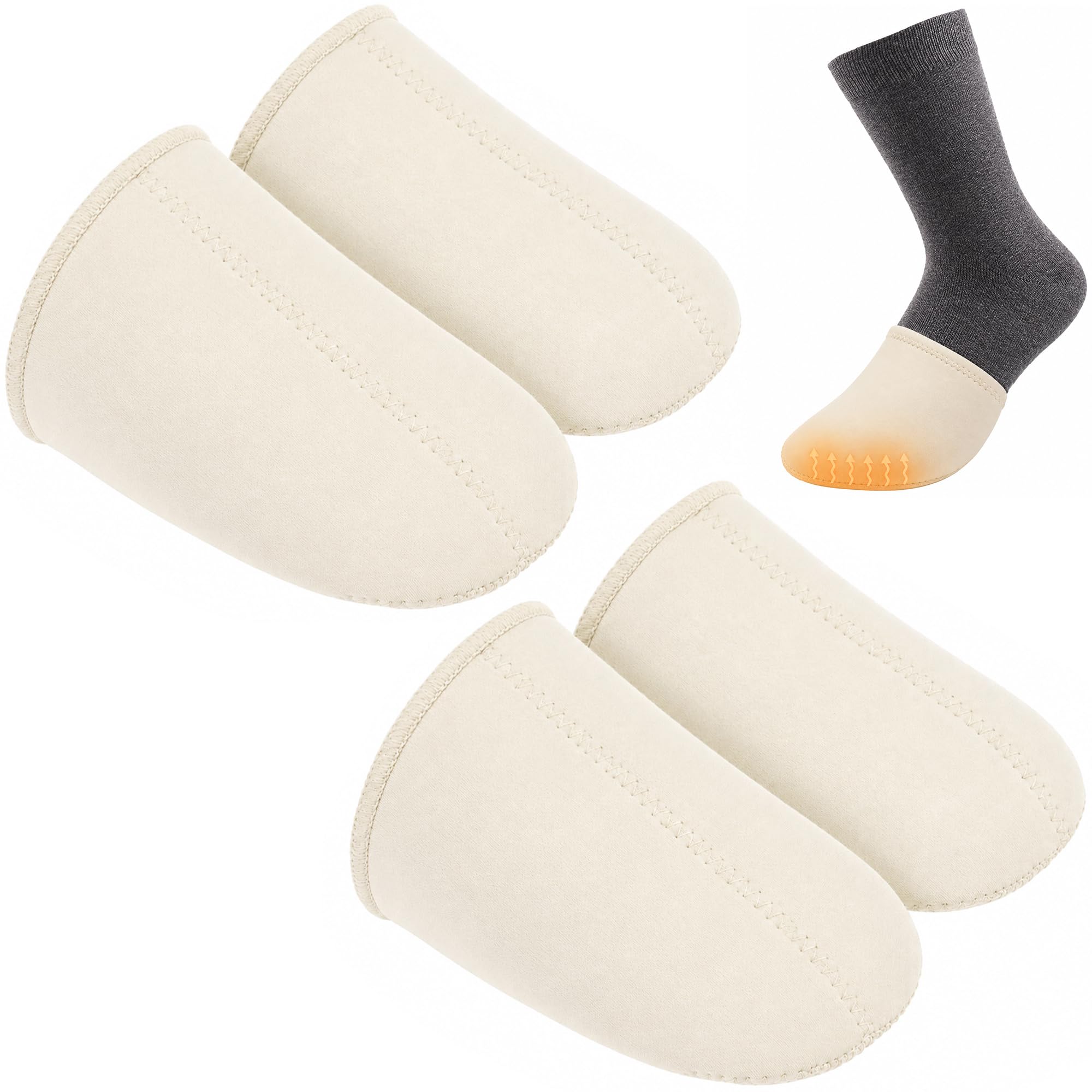2 Pair 3mm Neoprene Toe Warmers, L Size Beige Toe Covers Toe Warmer Booties