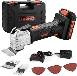Cordless Oscillating Multi-Tool TEENO,Multifunction Oscillating Multi Tool with 20V 2Ah Lithium-Ion,5000-18000 RPM,6 Variable Speed,3.2° Oscillation Angle,for Sawing, Cutting, Sanding