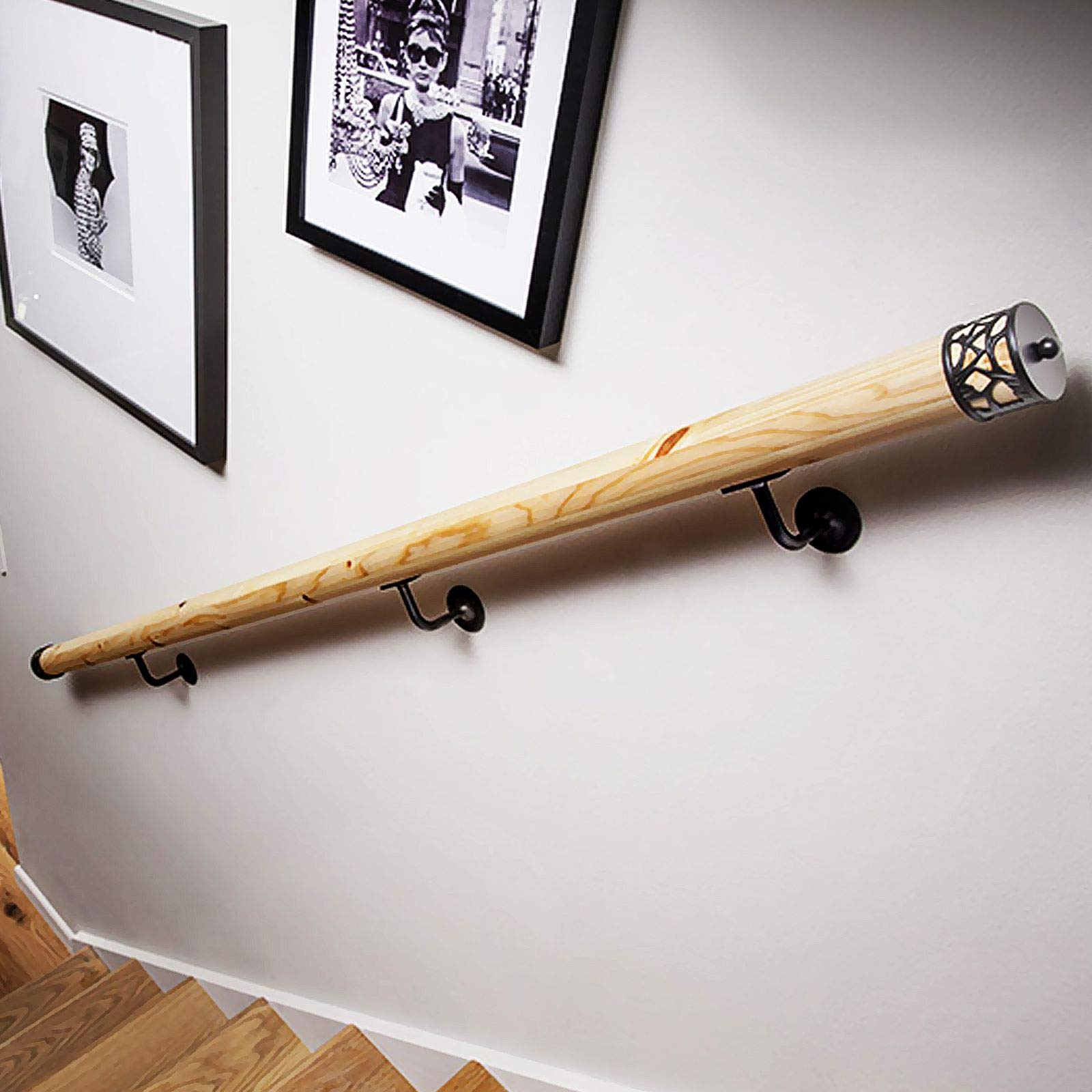 5 Pack Heavy Duty Handrail Bracket Black Stainless Steel Wall Mount