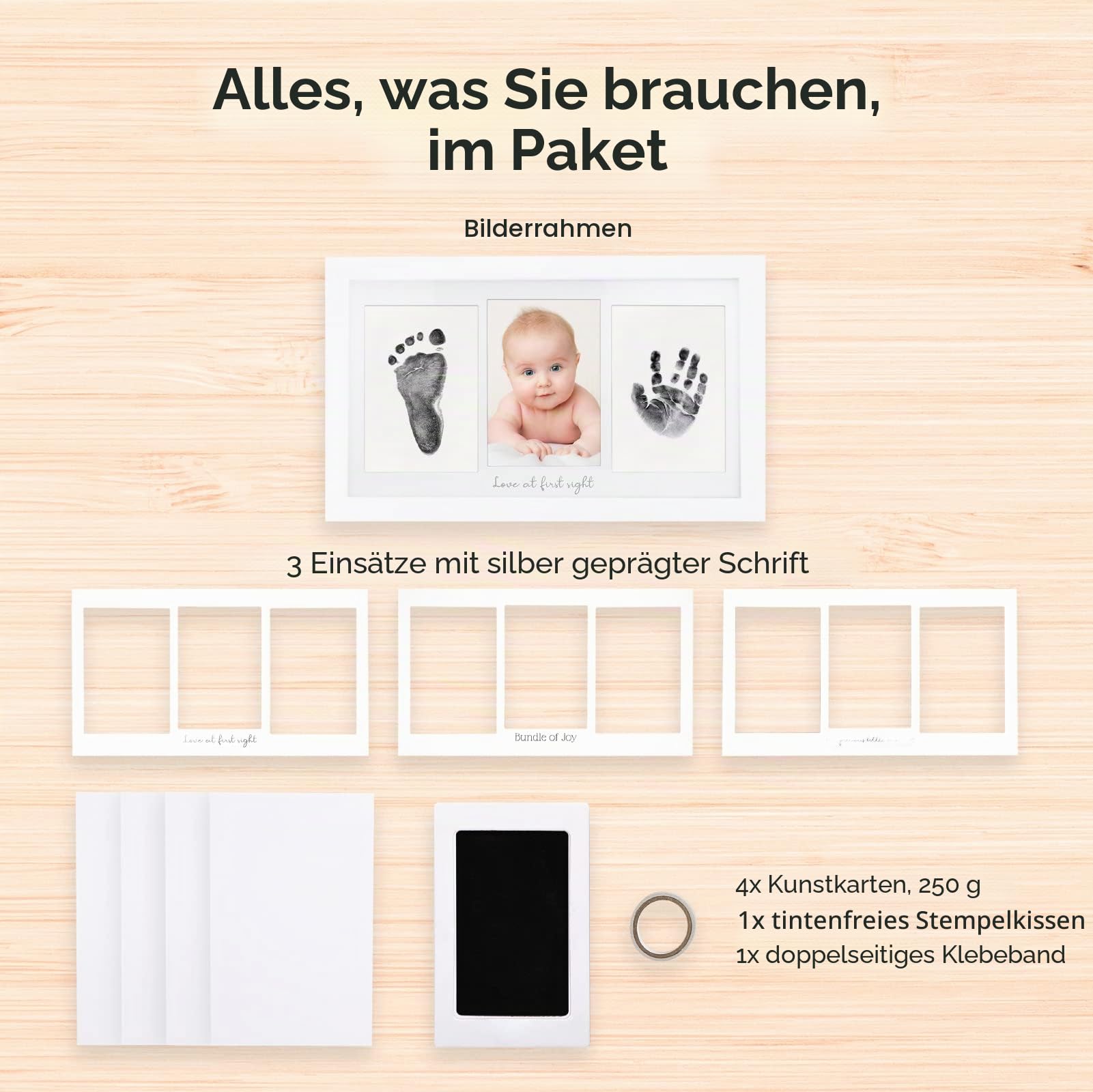 Tintenloses Baby Handabdruck und Fußabdruck set Junge, Mädchen, Neugeborenen-Andenken - No Mess Tintenauflage für Baby Abdruckset, Pfotendruck-Kit fur Dog, Personalisiertes Babygeschenke(Alpine White)