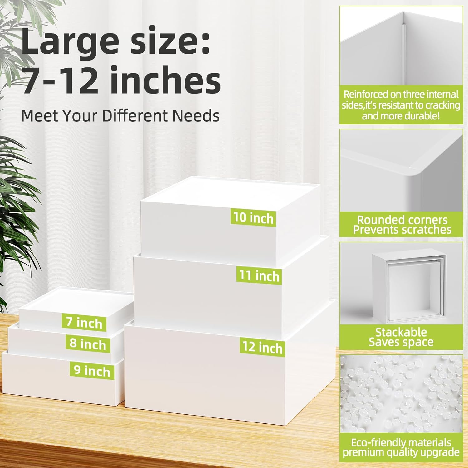 6 Pcs Large Buffet Risers Display Stands Set 7" to 12"- Acrylic Food & Dessert Table Display Stand Shelf for Party, Catering, Jewelry, Collectibles, White Cube Storage Boxes