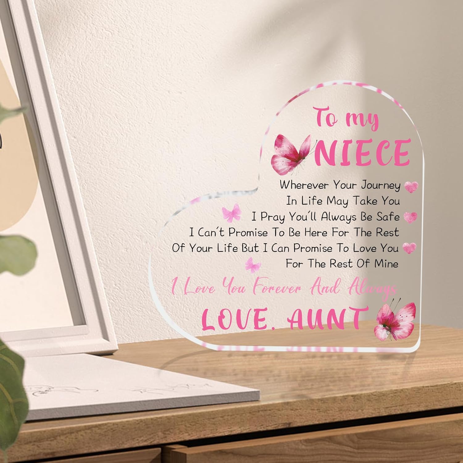 Tian Zhun Niece Gifts from Auntie Christmas Gifts for Niece Acrylic Heart Home Desk Plaques for Christmas Birthday - Image 4