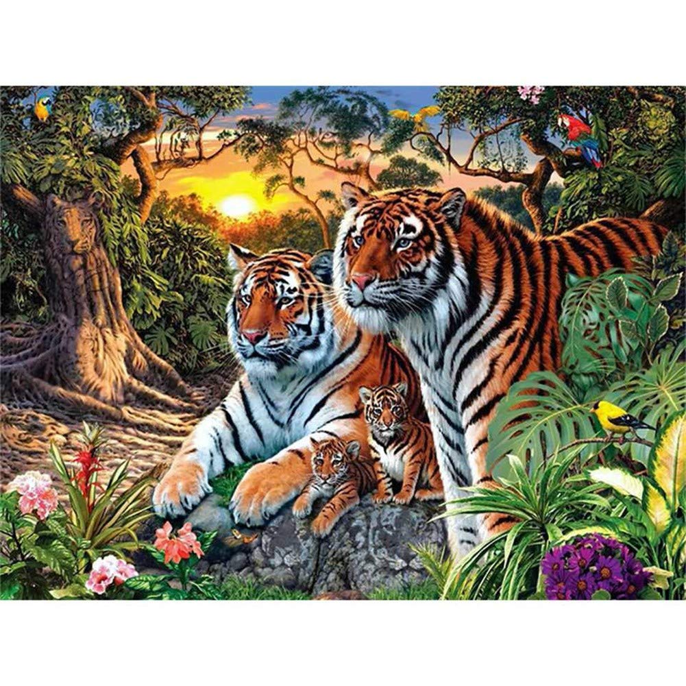 Kit peinture diamant tigre complet adultes pour rompre l'ennui avec une grande toile 80x100