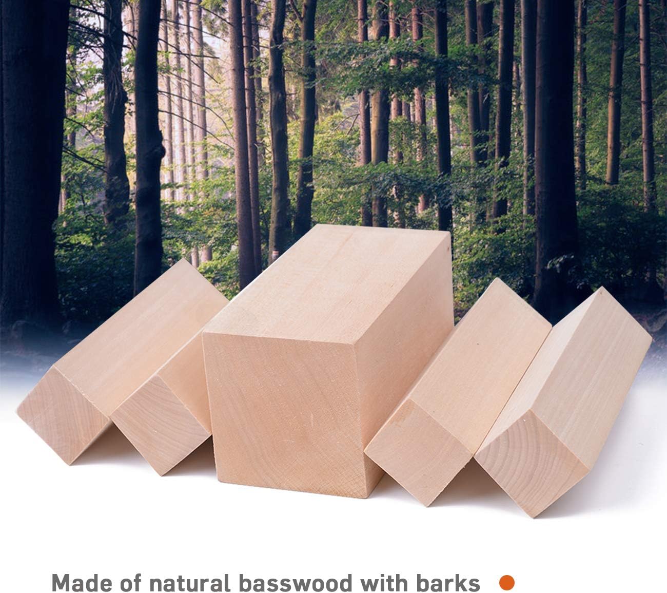 5 Pack Extra Large Basswood Carving Blocks Soft Solid Wooden Whittling Kit for Whittler Starter Kids Adults Beginner to Expert(XL-6x3x3inch)