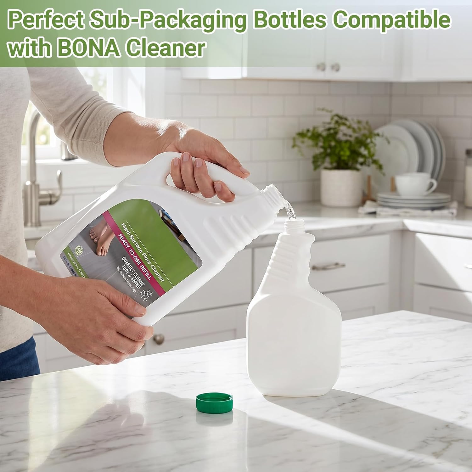 Spray Bottle Compatible with Bona,2Pack | 32oz&34oz (500ml+1000ml),Plastic,Adjustable Nozzle,Empty Refill Bottle Replacement Compatible with Bona