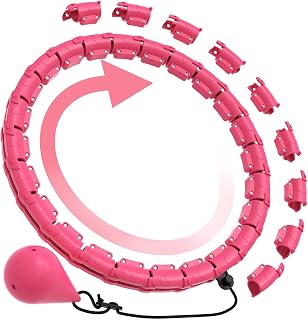 Smart Hula Hoop Reifen, Hula Hoop Reifen Erwachsene,24 Knoten Abnehmbar/Verstellbar, per Abnehmen, Fitness & Gewichtsverlust, für Kinder Erwachsene Anfänger Abnehmen Segmente Training - Rosa