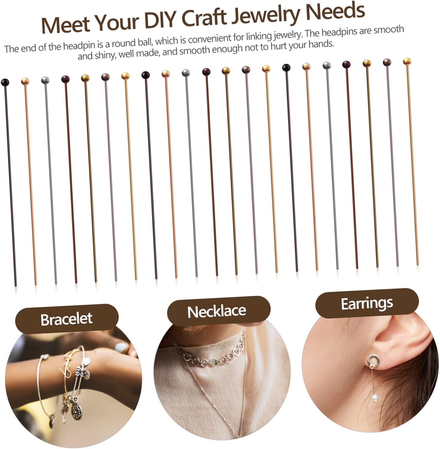 HOMSFOU 200pcs Craft Needles Slim Ball Head Pins for DIY Jewelry Making Earring Bracelet Necklace and Pendant Accessories Flexible and Reliable for Creative Projects