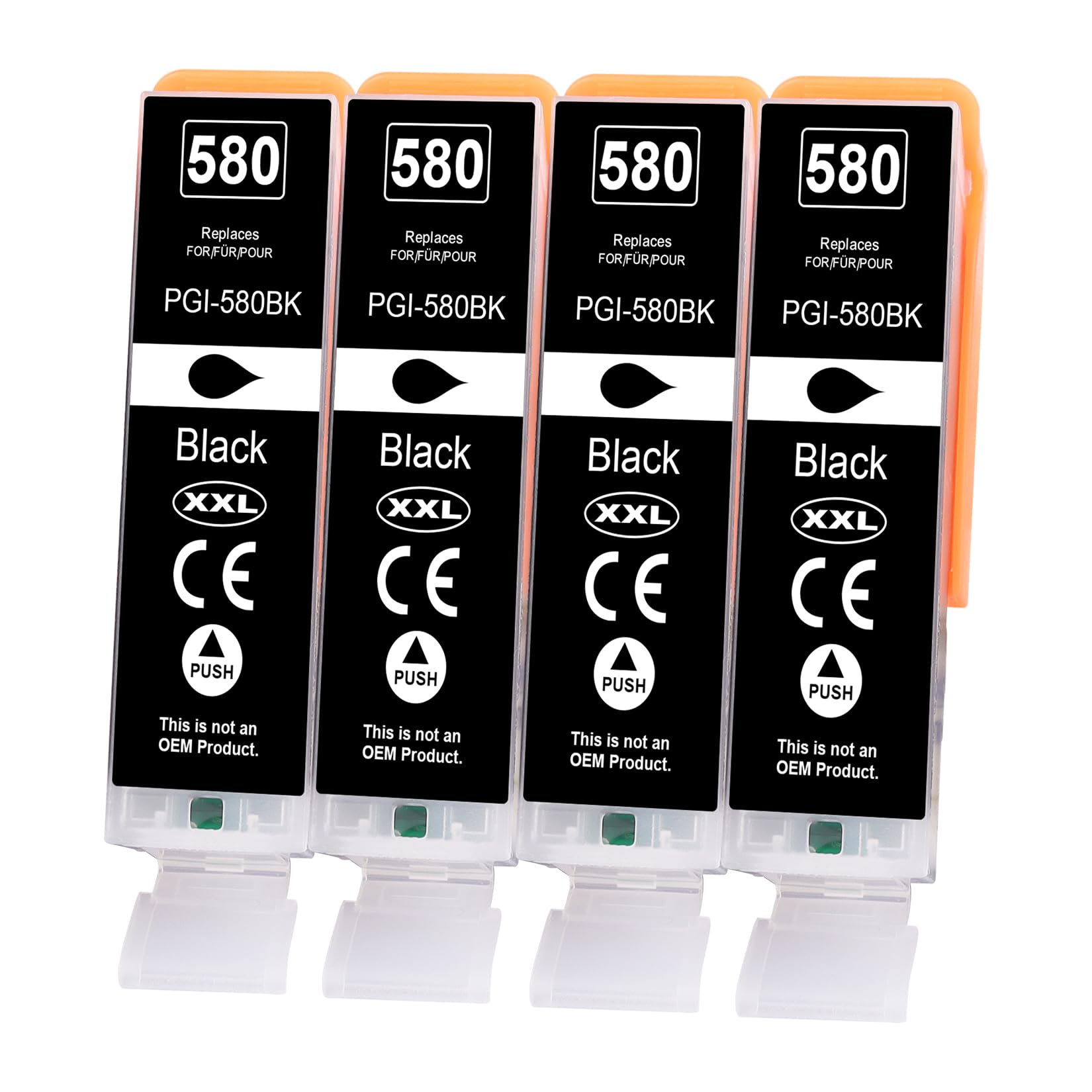 Yowell PGI-580 XXL PGBK Druckerpatronen für Canon 580 PGBK 580XL PGI580 Schwarz für PIXMA TR7550 TR8500 TR8550 TS705 TS705a TS6250 TS6300 TS6350a,4er Pack