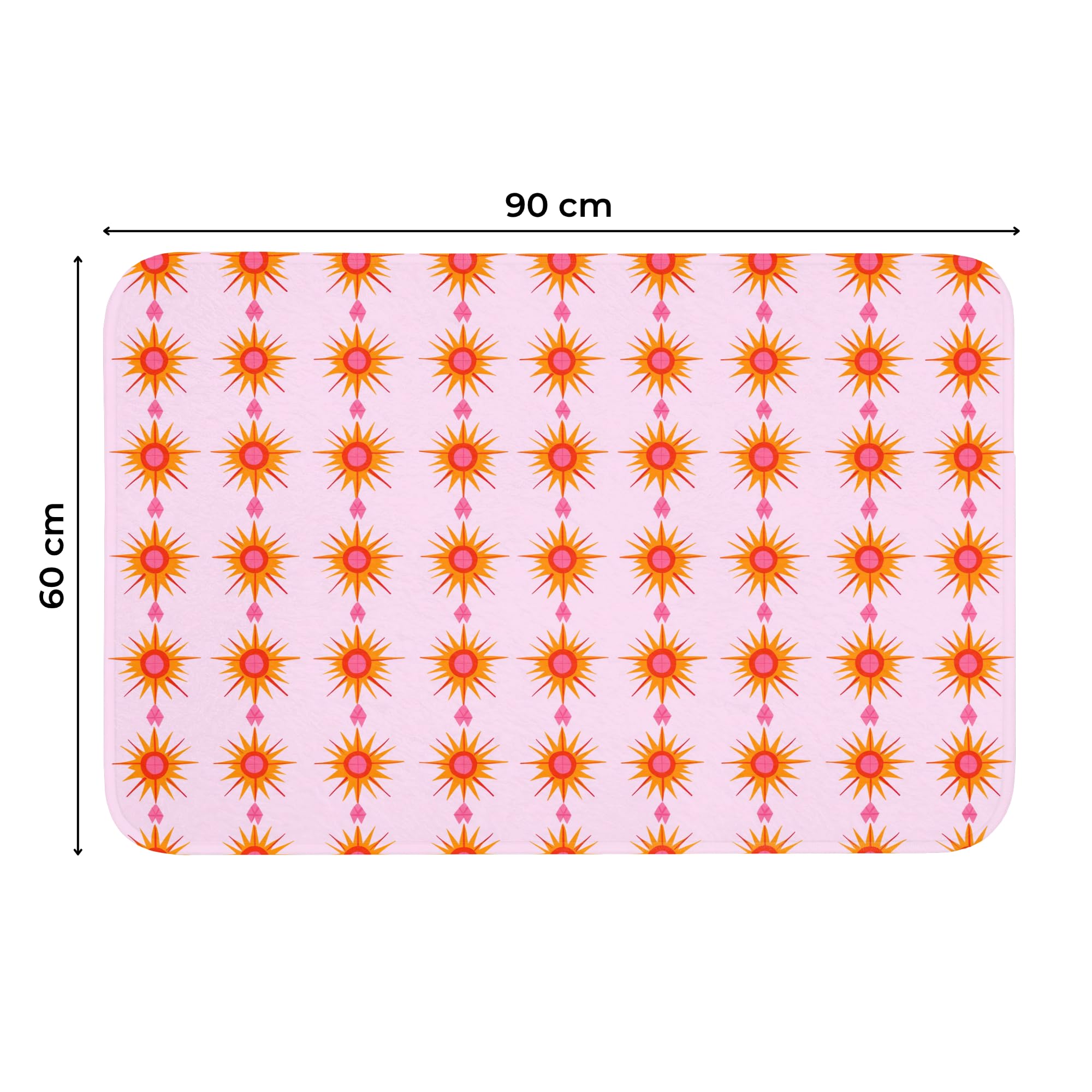 Bath Mat Alfombra Baño Alfombrilla Alfombras Ducha Lavable | 90x60 cm - Rectangular - Antideslizante Tapete Banheiro Decoración Sol - Motivo - Rosa