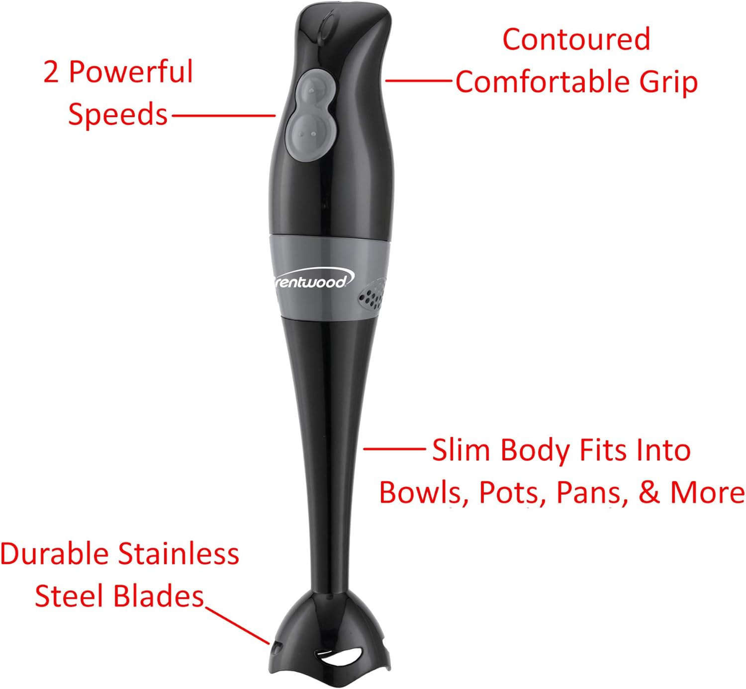 Brentwood Appliances HB-32BK 2-Speed 200-Watt Hand Blender (Black)
