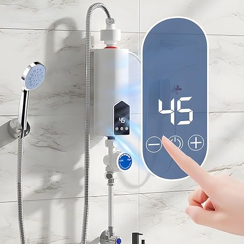 Miniatura 2 de Calentador de agua eléctrico instantáneo para baño, 5500 W, 220 V, para toda la casa con cabezal de ducha, juego de calor de agua portátil, mini