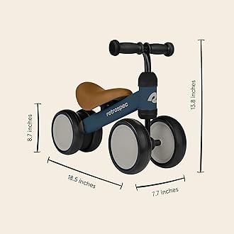 Retrospec Retrospec Cricket Baby Walker Balance Bike with 4 Wheels for Ages 12-24 months - Toddler Bicycle Toy for 1 Year Old’s - Ride On Toys for Boys and Girls - One Size Balance Bike