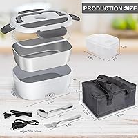 Vista 2 de Lonchera eléctrica con calentador de alimentos - 3 en 1 portátil a prueba de fugas para automóvil/hogar/adultos con recipiente extraíble de acero