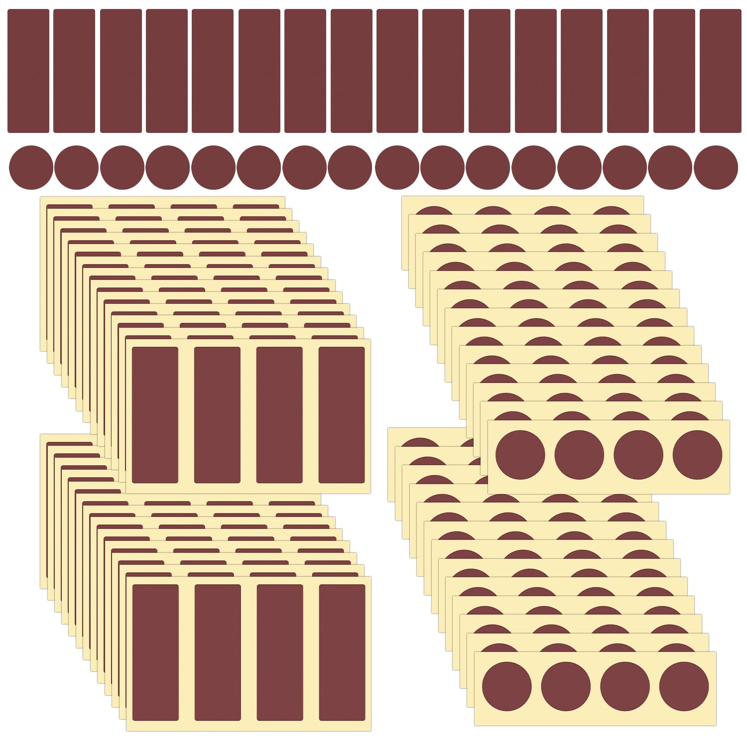 120pcs Match Striker Papers with Adhesive, 60 Round and 60 Rectangle Match Striker Stickers Match Striker Paper Sheets for Match Rack Cymbal Paper Replacement (brown)