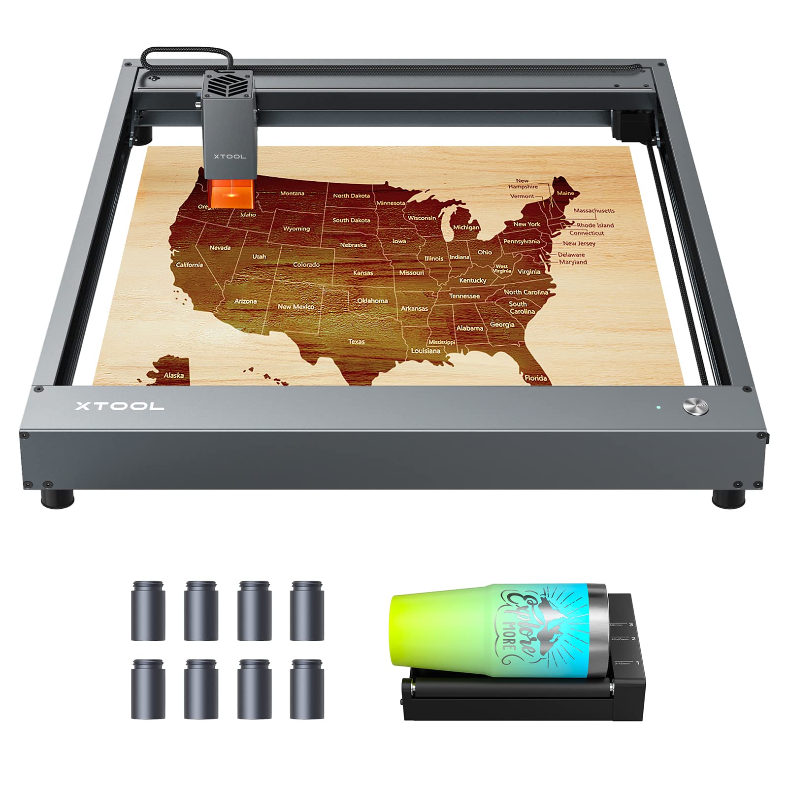 Photo 1 of xTool D1 Laser Engraver with Rotary, 10W Higher Accuracy Laser Cutter, 60W Laser Cutting Machine, Laser Cutter and Engraver Machine, Laser Engraver for Wood and Metal, 17'' x 16''