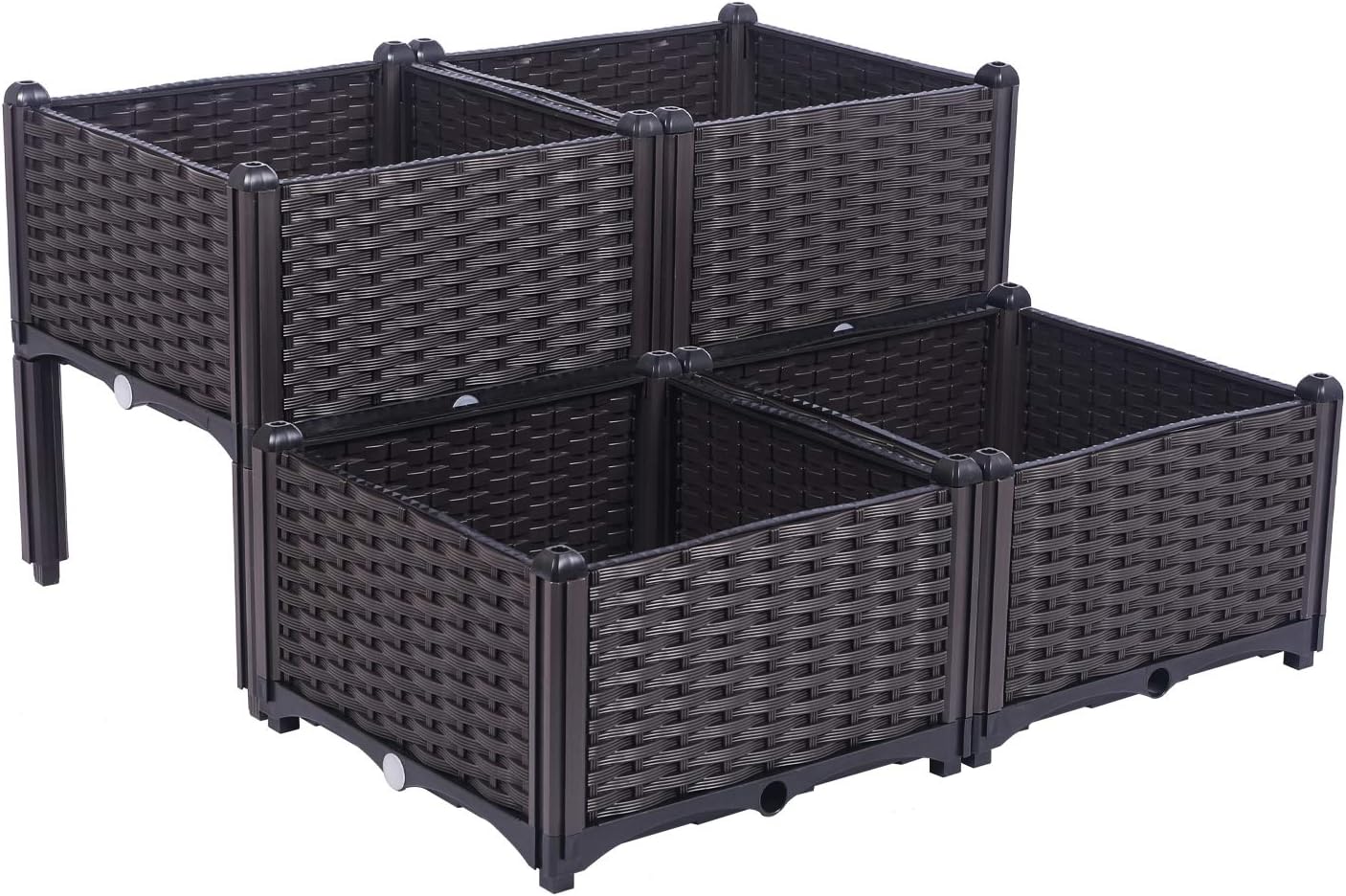 Plastic Raised Garden Bed Kit Indoor Outdoor with Free Gloves, Suitable for Growing Vegetables, Flowers, Herbs (4 Plastic Raised Garden Bed Kit)