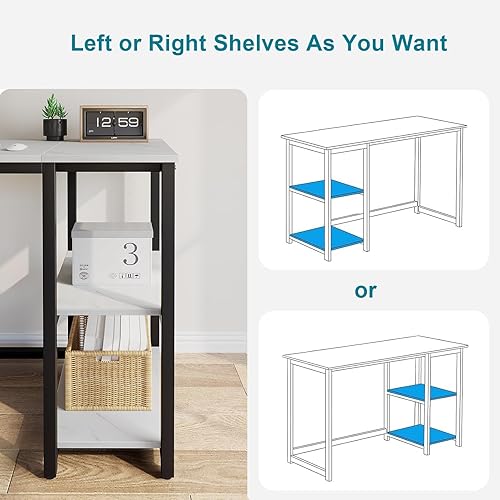 Miniatura 7 de SINPAID - Escritorio para computadora de 40 pulgadas con estantes de 2 niveles, escritorio resistente para la oficina de casa con gran espacio de