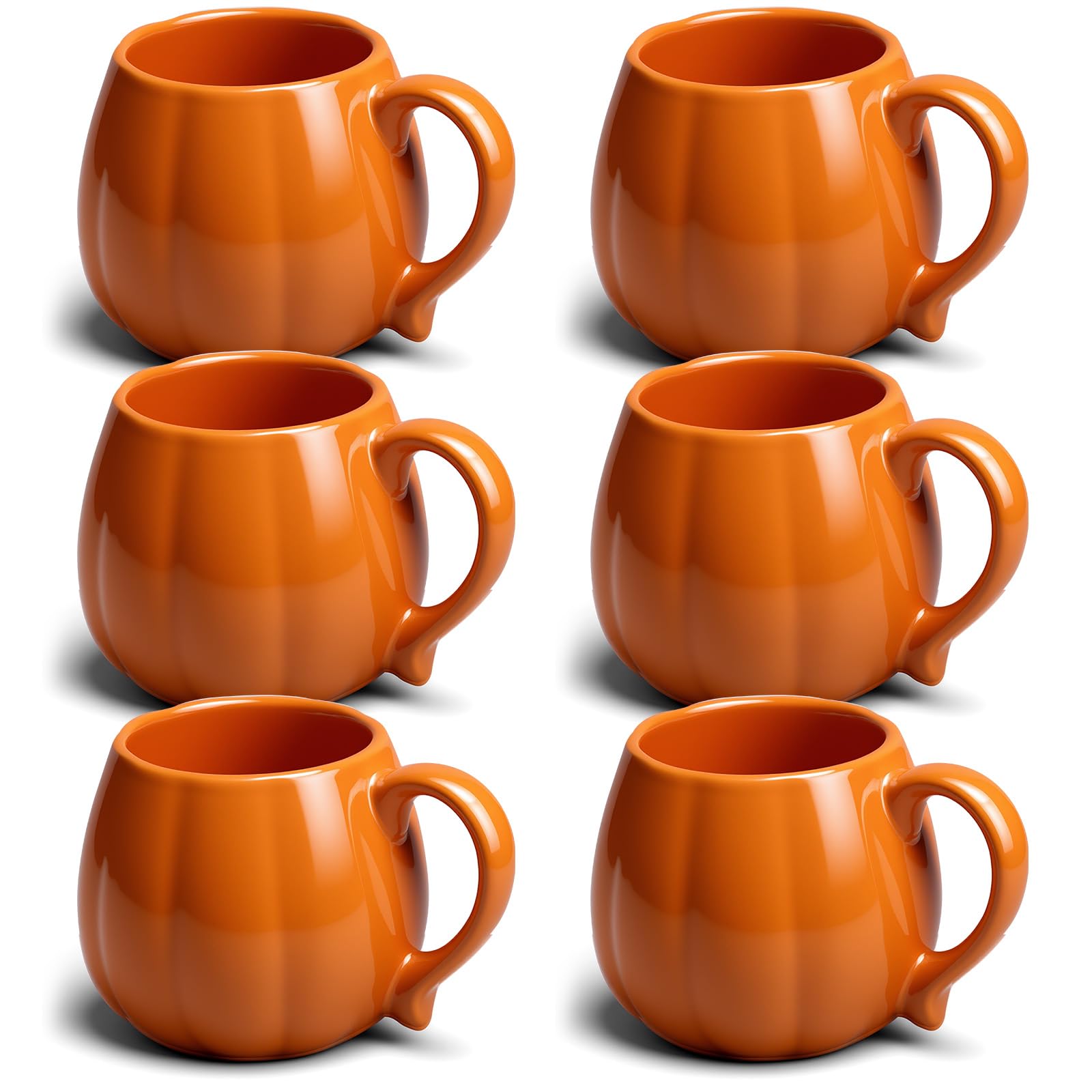 6 Pcs 14 oz Pumpkin Mug Ceramic Coffee Mug Fall Halloween Thanksgiving Autumn Pumpkin Sha…