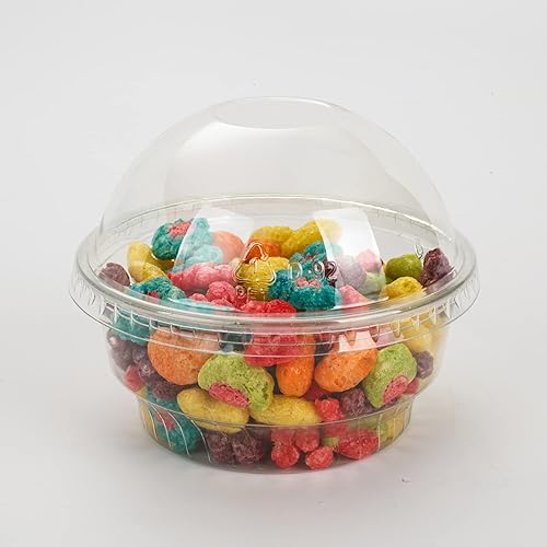 GOLDEN APPLE, 3.5 oz-30 juegos de vasos de plástico transparente para helado, tazas de postre, cuenco de aperitivos con tapas de cúpula sin agujero