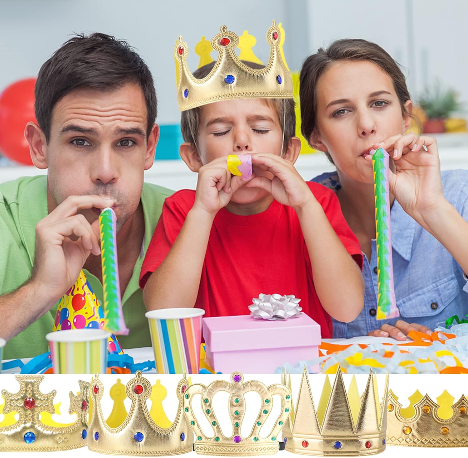 8 Stück Partyhüte Krone DIY Set – Gold/Silber Kronen Mit Strass-Aufklebern Für Kindergeburtstag