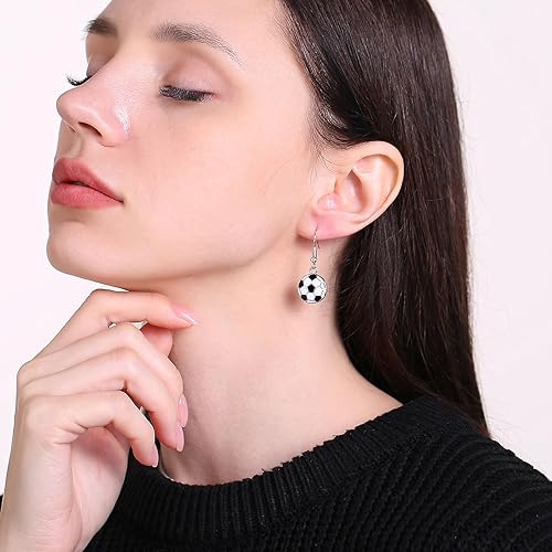 Miniatura 2 de Aretes colgantes de pelota deportiva aretes de fútbol, baloncesto, fútbol, voleibol, béisbol para mujeres fanáticos