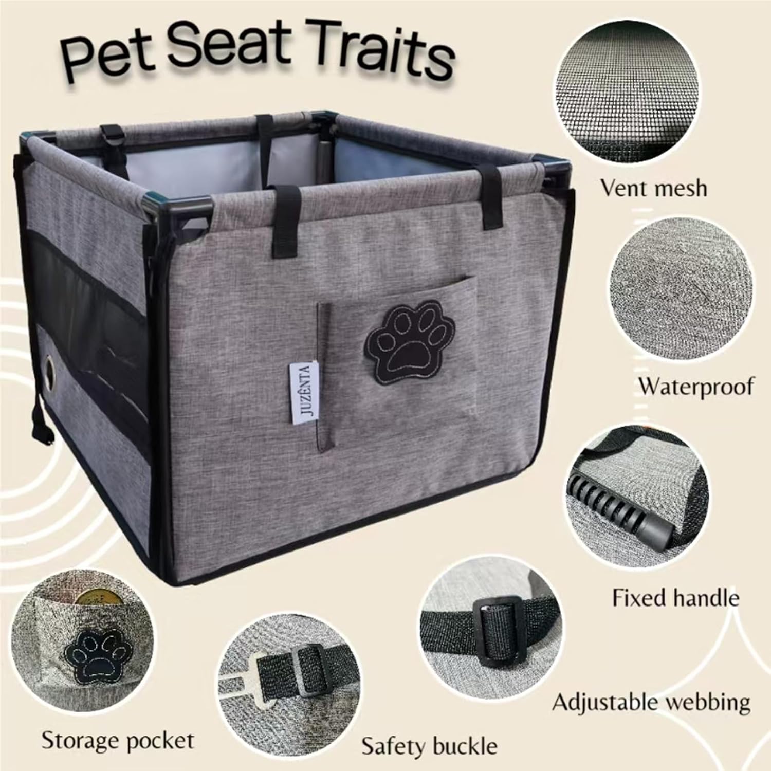 Dog Car Seat for Small to Medium Dogs Under 33lbs, Sturdy Pet Booster Car Seat Travel Carrier with Storage Pockets & Leash Detachable Washable Cover for Cars, SUVs, and Trucks