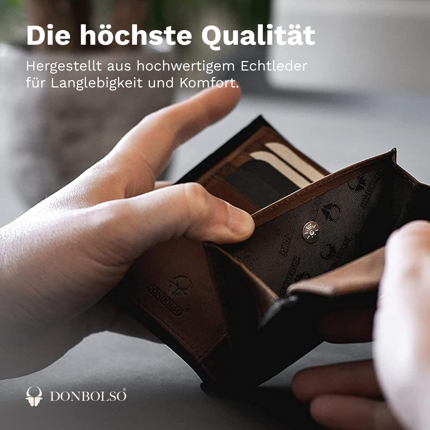 DONBOLSO Geldbörse Wien I Großes Portemonnaie aus Leder für Herren I Geldbeutel und RFID Schutz- New
