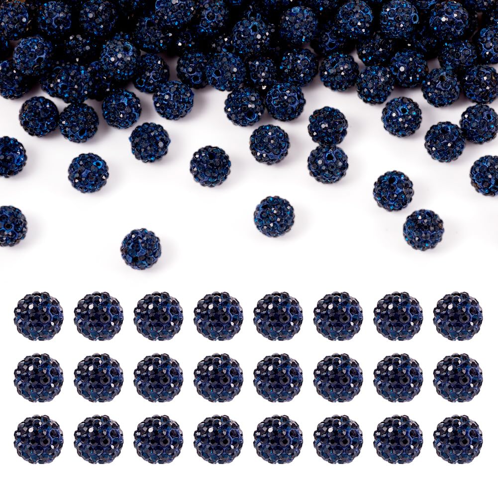 100Pcs 10mm Polymer Clay Rhinestone Beads Crystal Glass Sparking Rhinestone Pave Clay Disco Ball Beads Round Spacer for Bracelet Craft Home Decoration DIY Jewelry Making,Montana