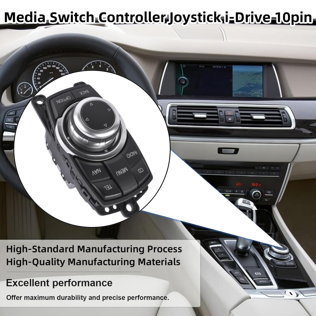 Media Switch Controller Joystick 10 Polig Ersatz für 7er F01 F02 F03 F04 5er F07 GT F10 F11 X3 F25 Multimedia-Steuerknopf Autozubehör Teil# 65829206444