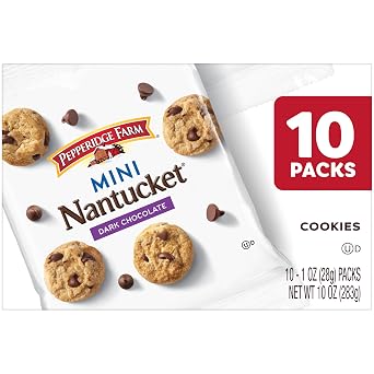 Pepperidge Farm Nantucket Mini Dark Chocolate Chip Cookies, 1 Oz Snack Packs, 10 Pk