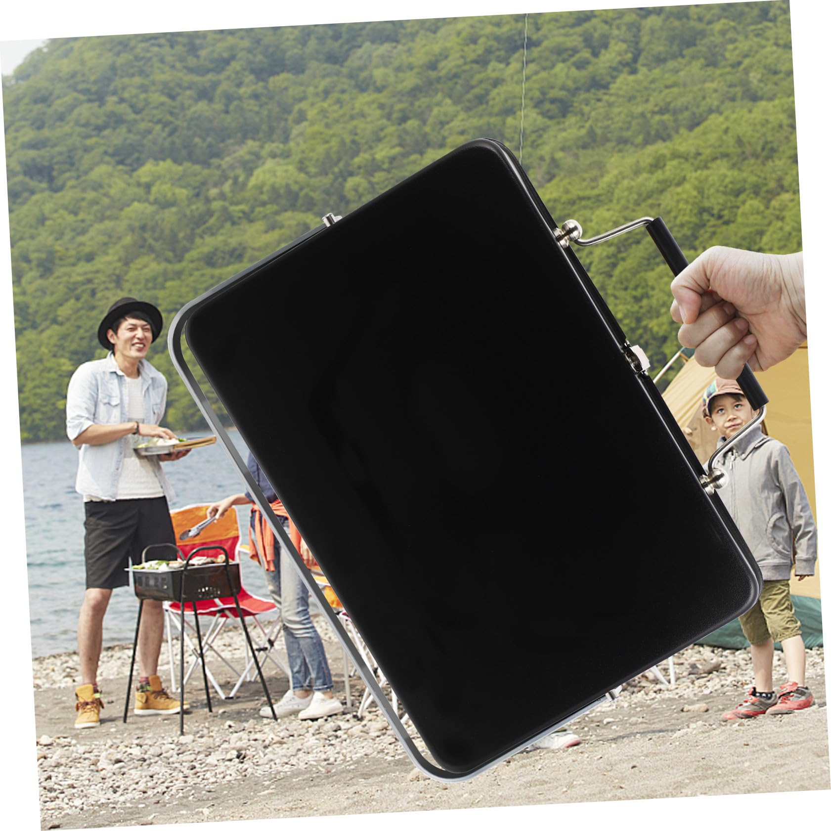 Parrilla de Barbacoa Plegable Portátil de Metal Negra para Exterior | Diseño Ligero, Uso en Patio y Jardín, Formato Compacto para Picnic y Actividades al Aire Libre