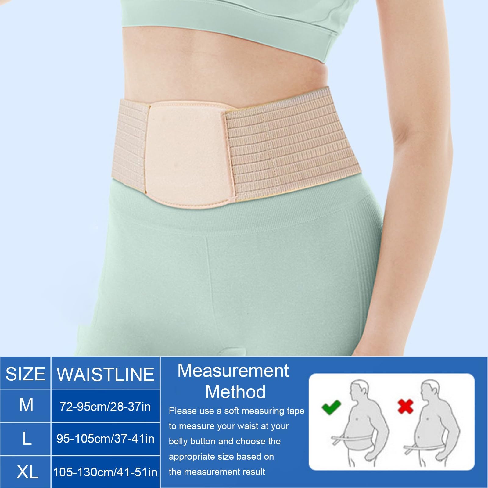 Fascia Addominale Post Operatoria, Unisex per Fascia Ernia Ombelicale, Pancera Post Parto Cesareo da Donna, Cuscinetto di Supporto 3D Regolabile(Large)