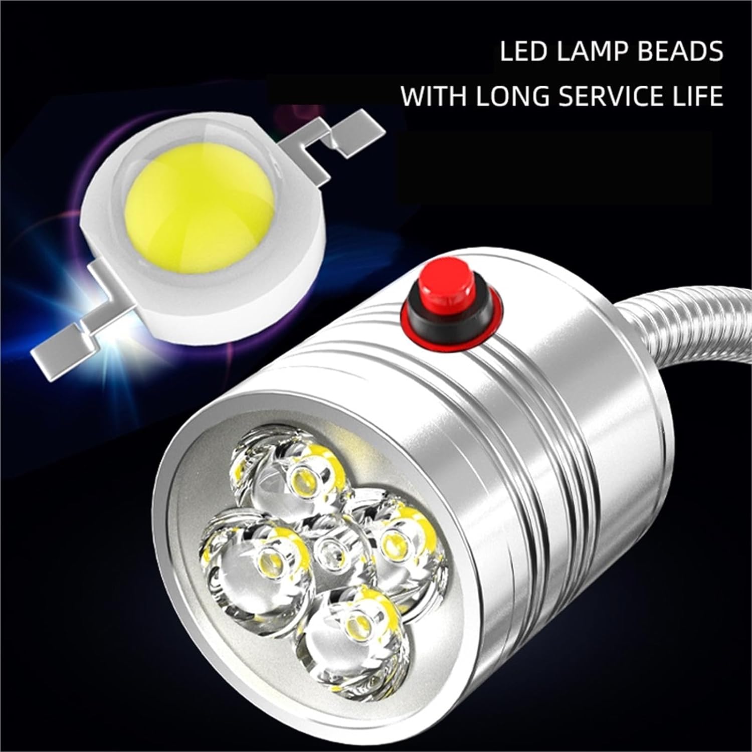 1pcsWork Light Super Bright Clear Lighting 110-220V 5W LED Adjustable Neck Fixed Base Light Can Be(Clip Base,3W)