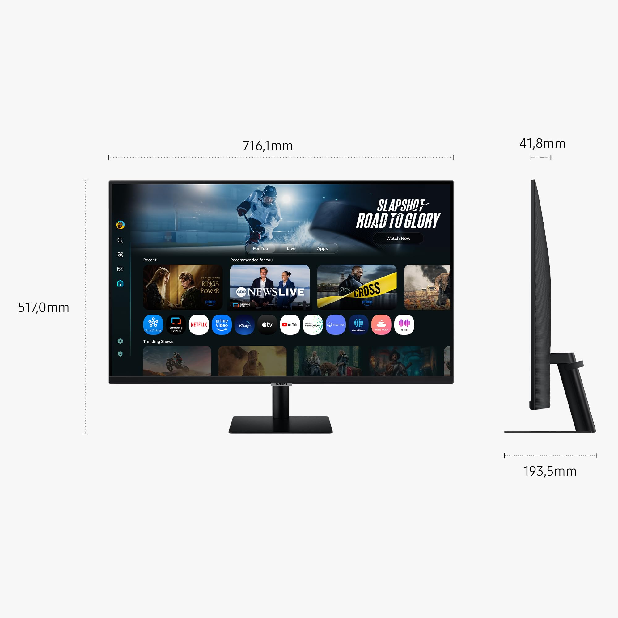Samsung Smart Monitor M7 (S32FM702), Flat 32'', 3840x2160 (UHD 4K), Smart Hub con AI, Office 365, Gaming Hub, Speaker Integrati, Telecomando, WiFi, HDMI, USB-C