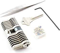 Dangerfield Brushed Aluminium Repinnable Practice Lock + Pins and Tweezers - Essential Training Kit