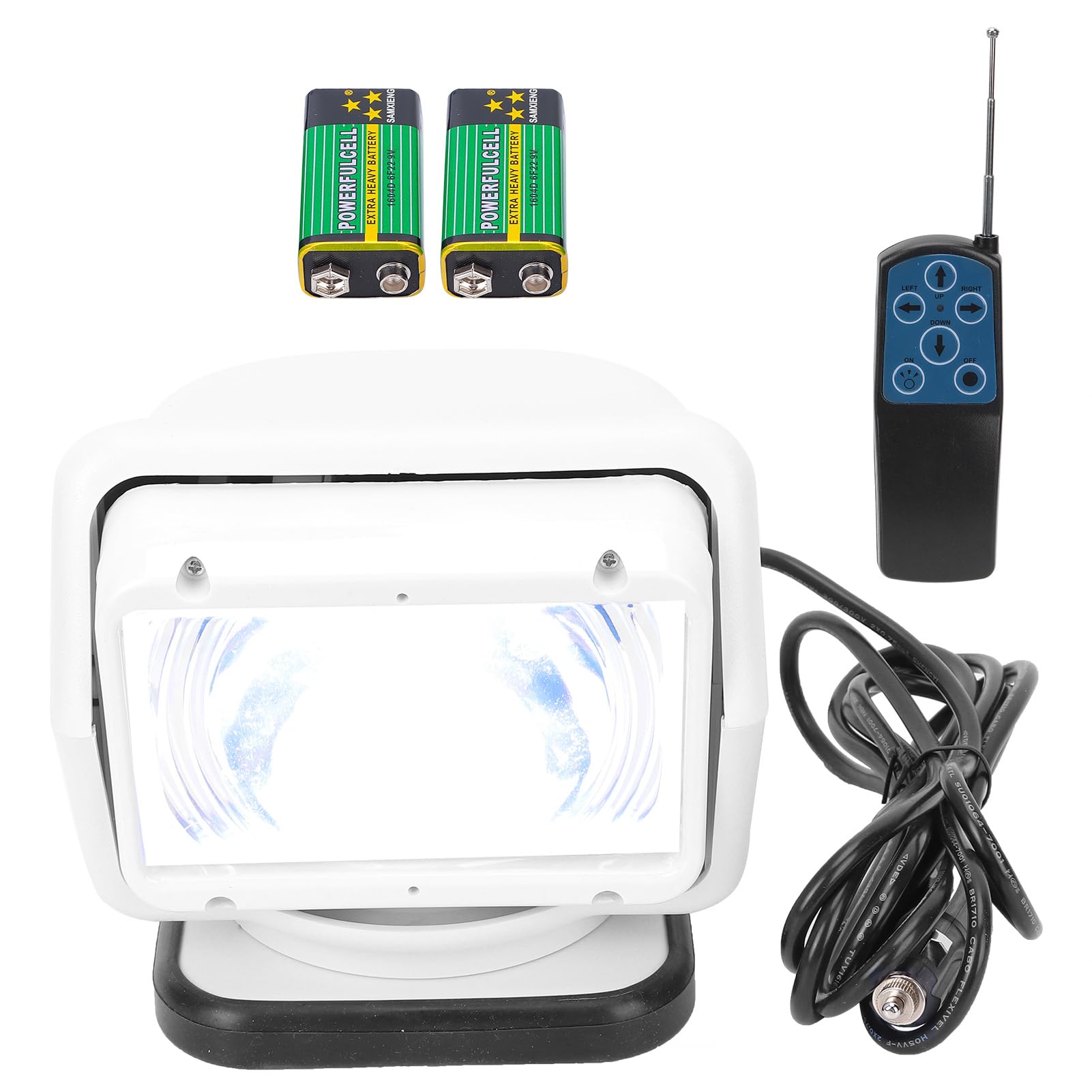 Suchscheinwerfer für Boote, 12/24V 55W Scheinwerfer Fernbedienung Suchscheinwerfer Einstellbarer Winkel Wasserdicht für Outdoor Marine(Weiß)