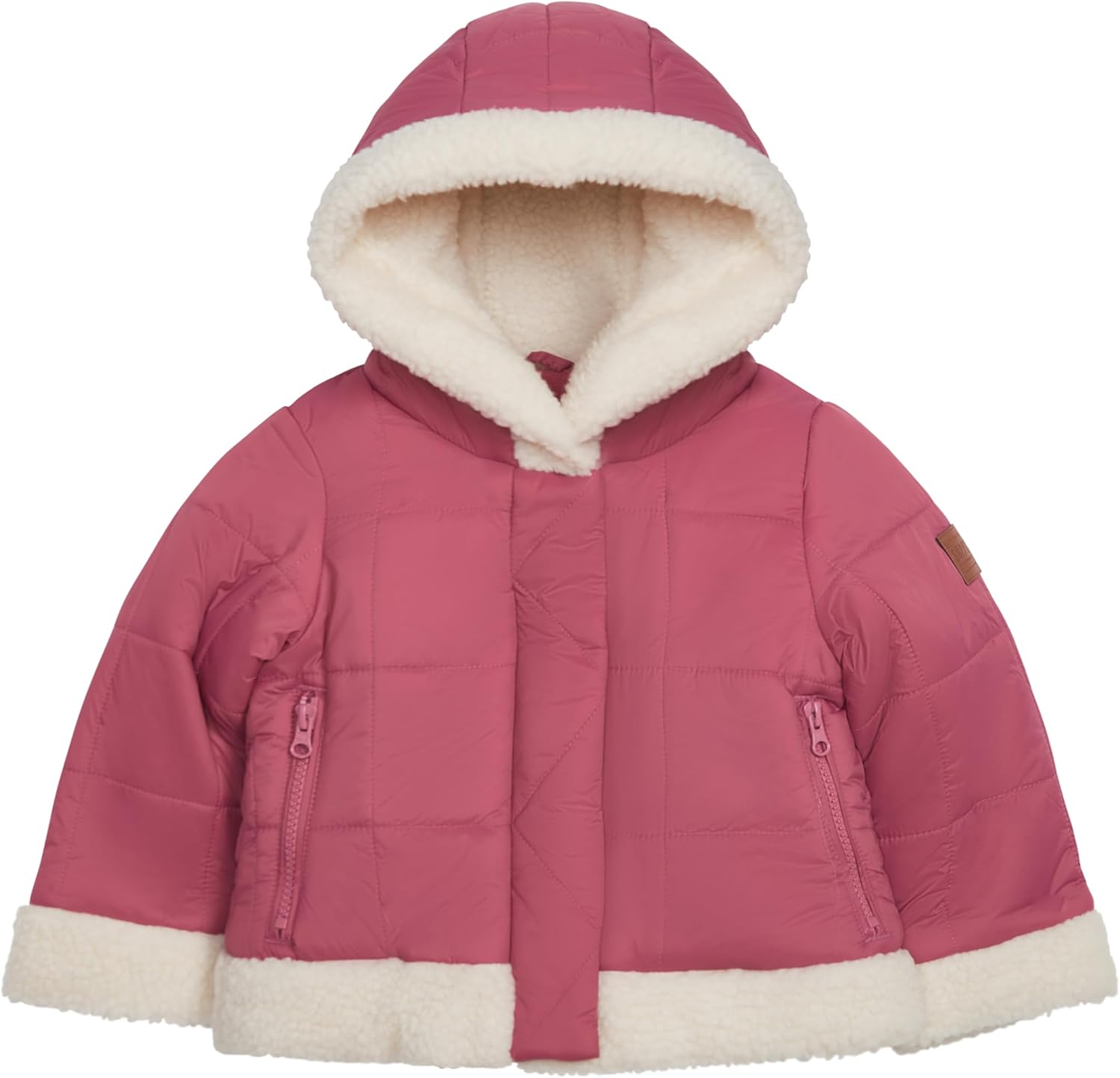 LONDON FOG Girls' Heavyweight Winter Puffer Coat With Sherpa Trim