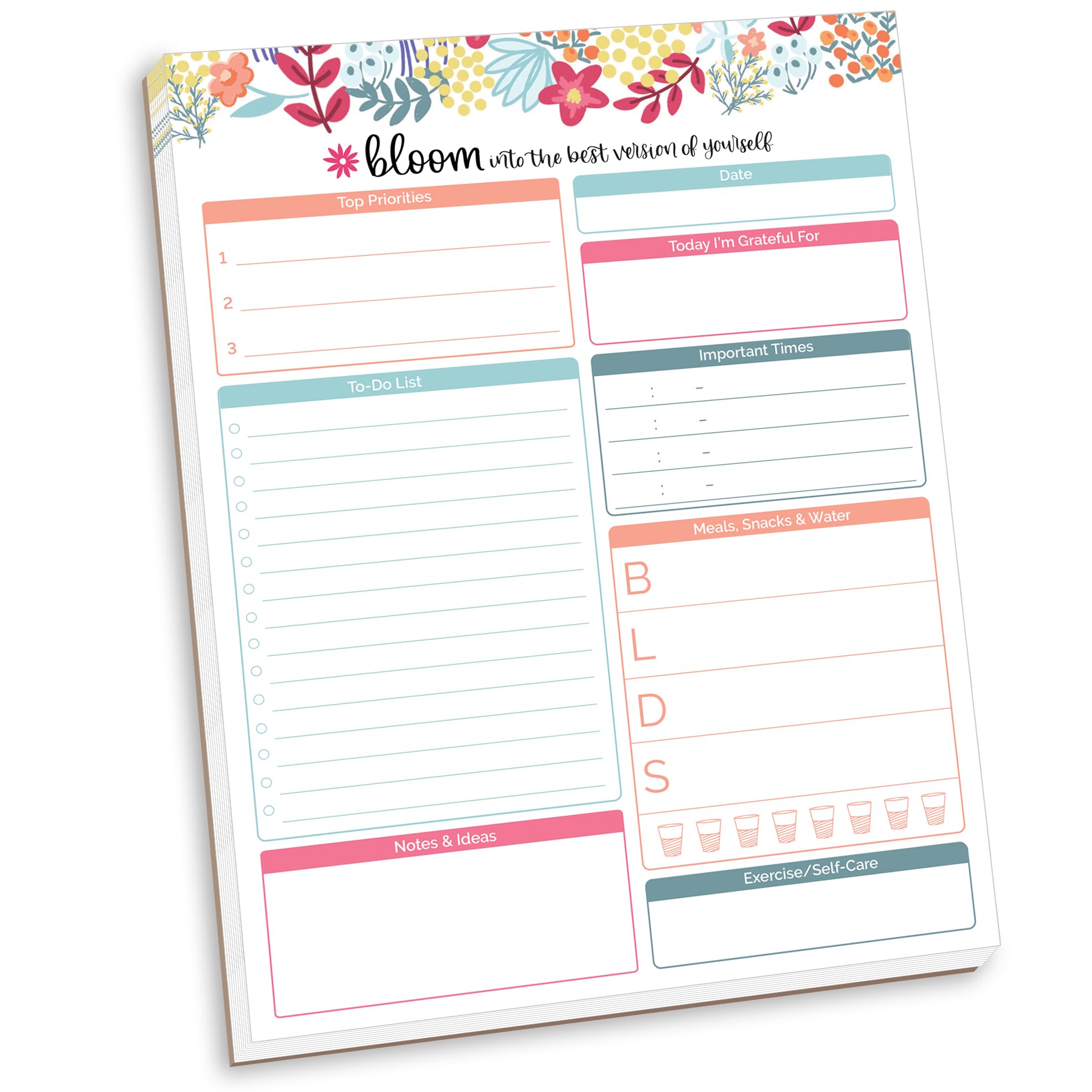 bloom daily planners Family Daily Planning System Tear Off to Do Pad - Undated Planning Sheets - 8.5" x 11" - Floral Dots