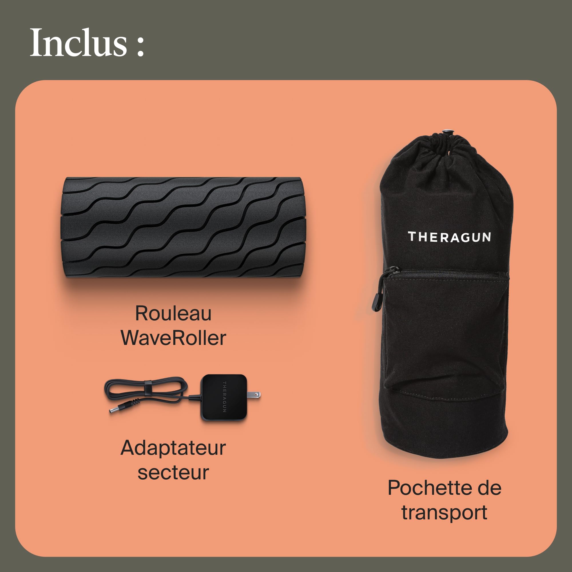 Wave Roller Série Wave - Rouleau vibrant conçu pour le corps et les grands groupes musculaires - Conçu pour les athlètes - Doté de 5 fréquences de vibration personnalisables dans l'appli Therabody