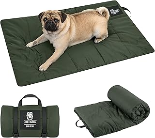 OneTigris Hundedecke 90 x 60cm Waschbares, Hundematte Komfort und Weiches Wasserdichtes Hundebett, Hundekissen für Reise Camping Outdoor - Olive Drab