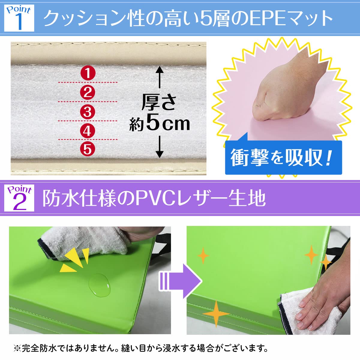 KaRaDaStyle 体操マット 折りたたみ ストレッチ 新体操 エクササイズ 筋トレ 子供 プレイマット 鉄棒 運動 ヨガ スポーツ 防音 防振 家庭用 選べるサイズ - 3
