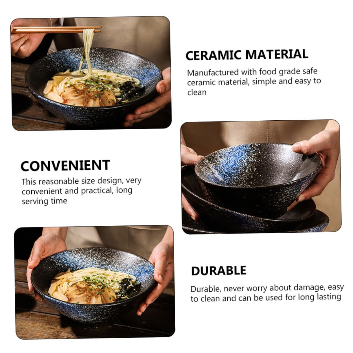 DOITOOL Bol Japonais Céramique Bol à Soupe pour Maison ou Restaurant Vaisselle Hôtel de Style Simple et Élégant