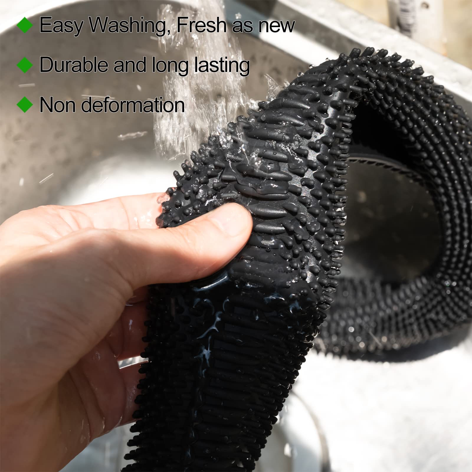 Lonfu Steering Wheel Cover Black - Massage Grip Silicone Steering Wheel Covers Anti-Slip Universal Car Steering Wheel Cover for Men Women Driving Fatigue Relieving Fits 14-15 Inch